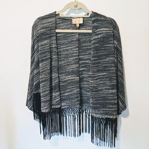 Skies Are Blue Marled Boho Fringe Open Cardigan